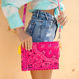Bandana Love Cross Body Bag Fuchsia featuring bandana pattern in hot pink colourway