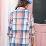 Billabong Flannel Shirt - Pastel check pattern. Rear View.
