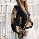 Bisou Shirt - side view showcasing long sleeves and vintage inspired print