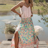 Camila Skirt  Poet Maxi Bohemian skirt with double side split