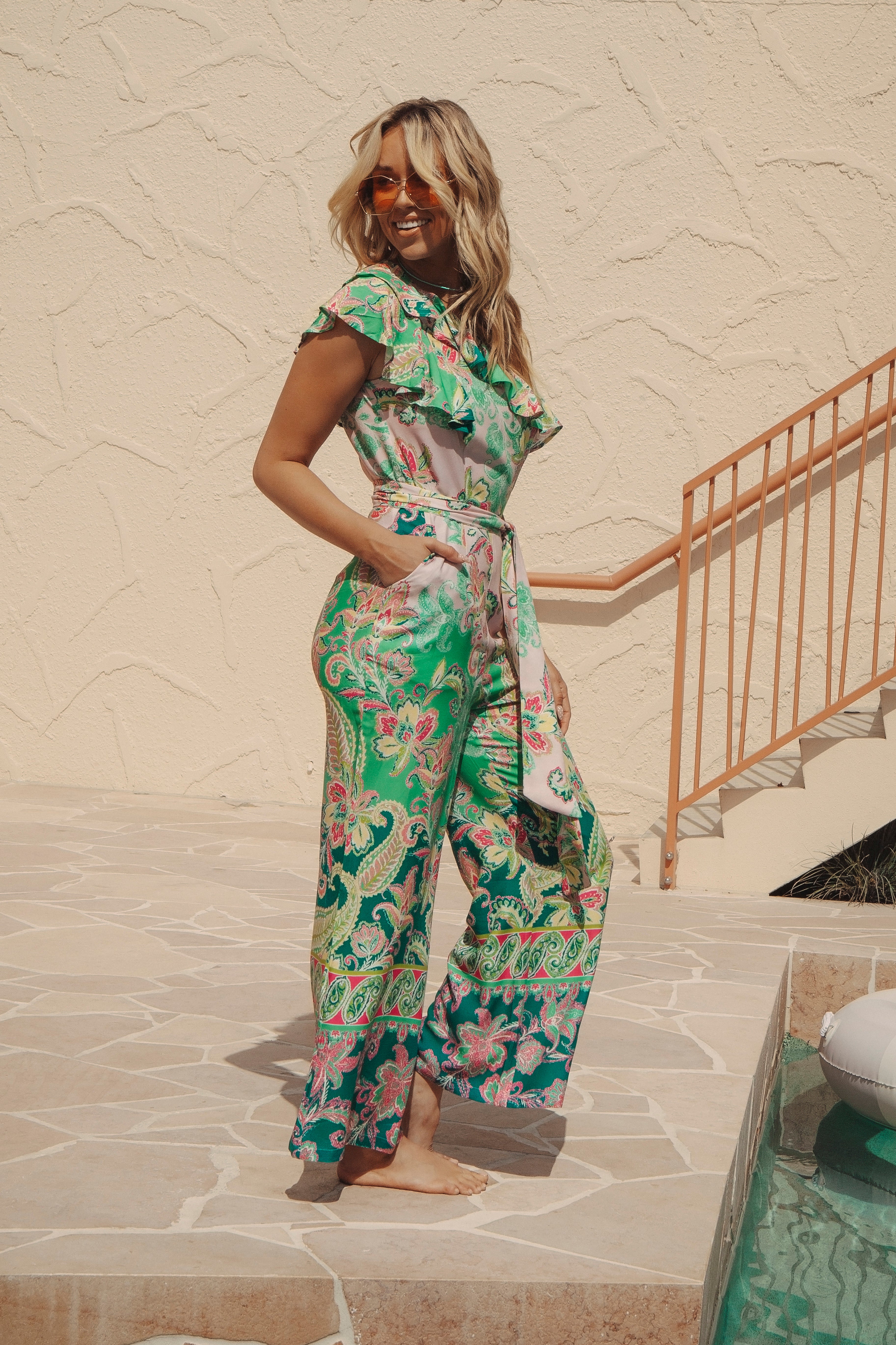 Cantina Jumpsuit Paisley Paradise - side view showcasing pockets