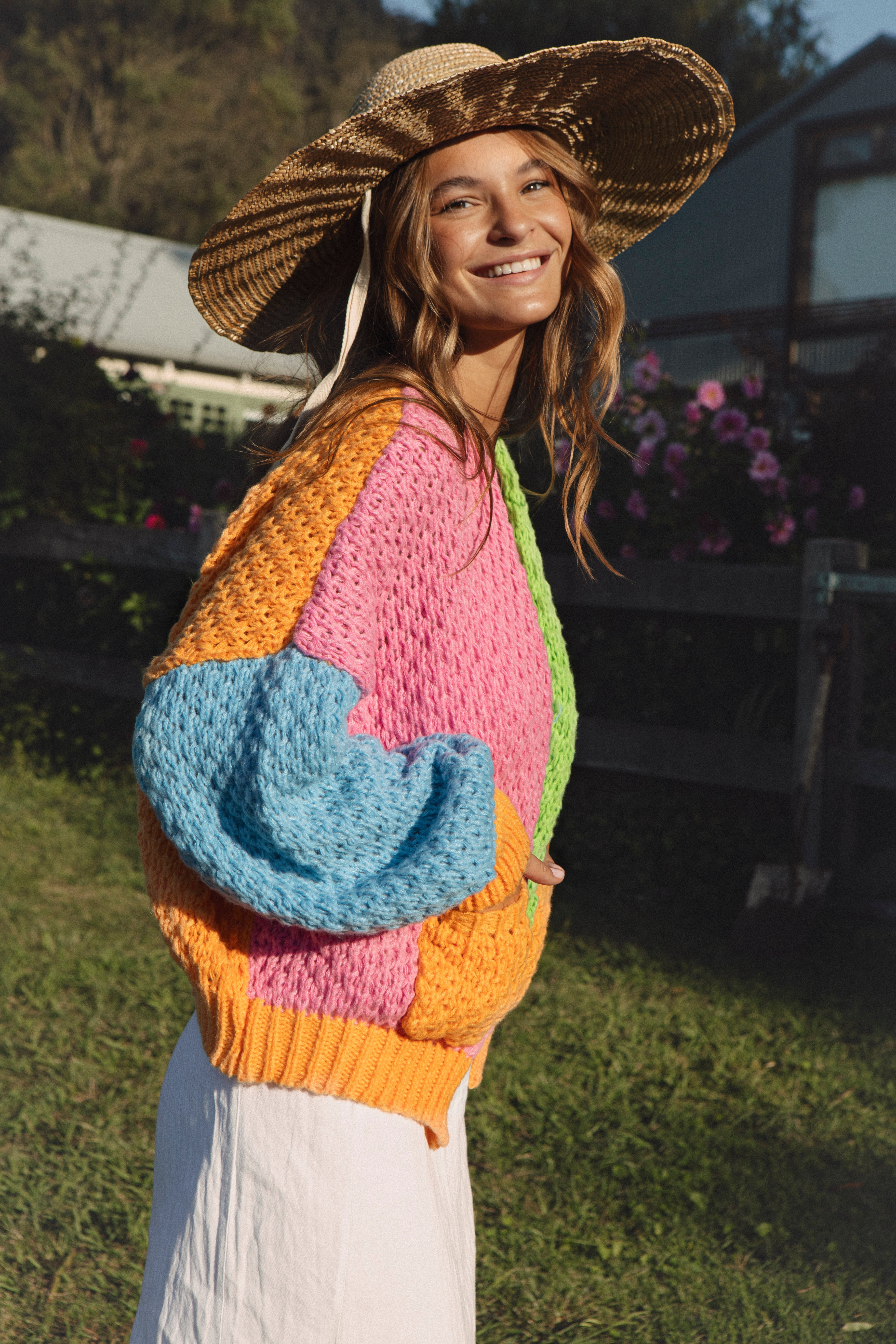 Carnival Rainbow Cardi - side view.