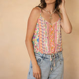 Castaway Cami Poet featuring multicolour floral print and button down style