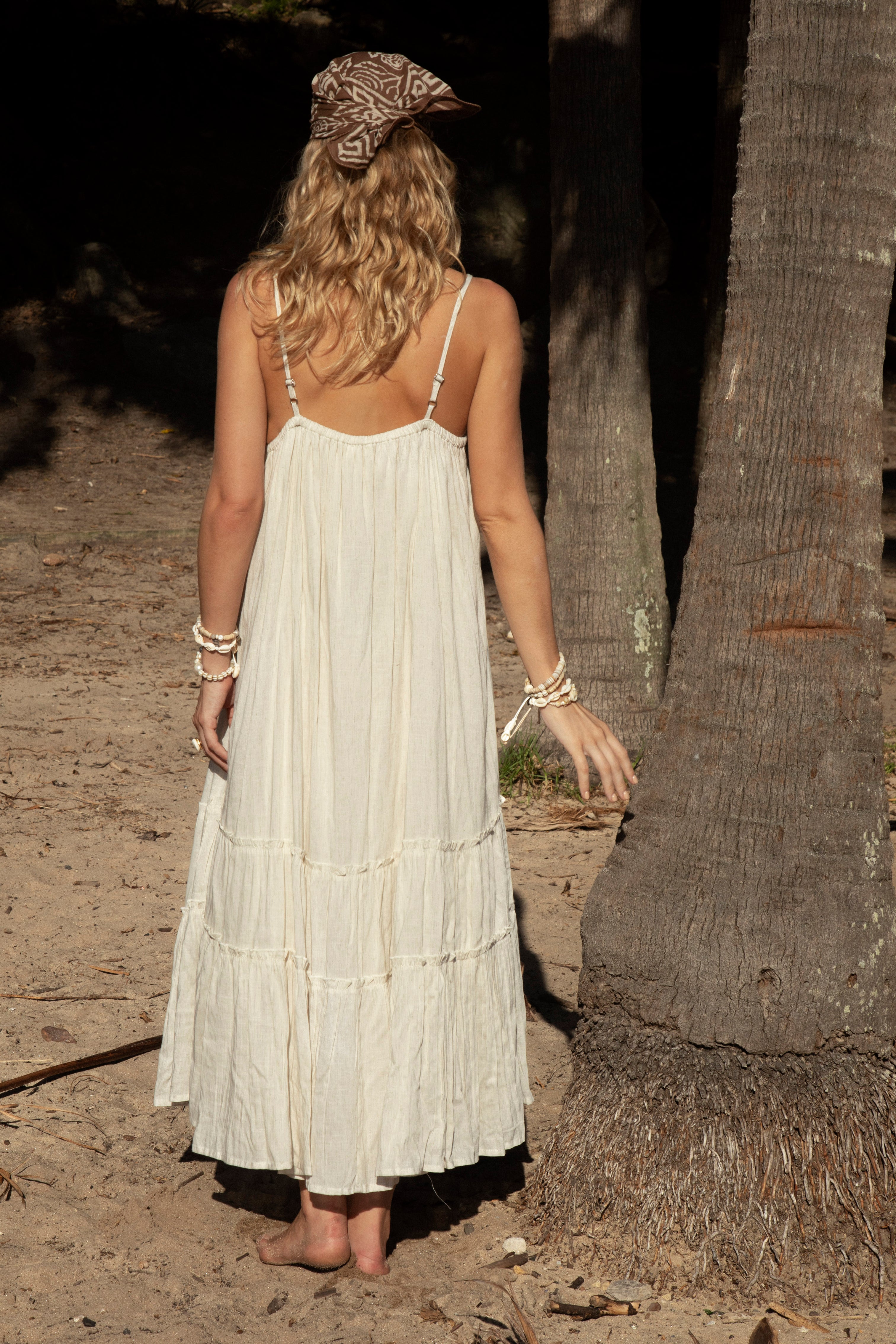 Ciela Sundress Shell Rear View showcasing tiered skirt and maxi length