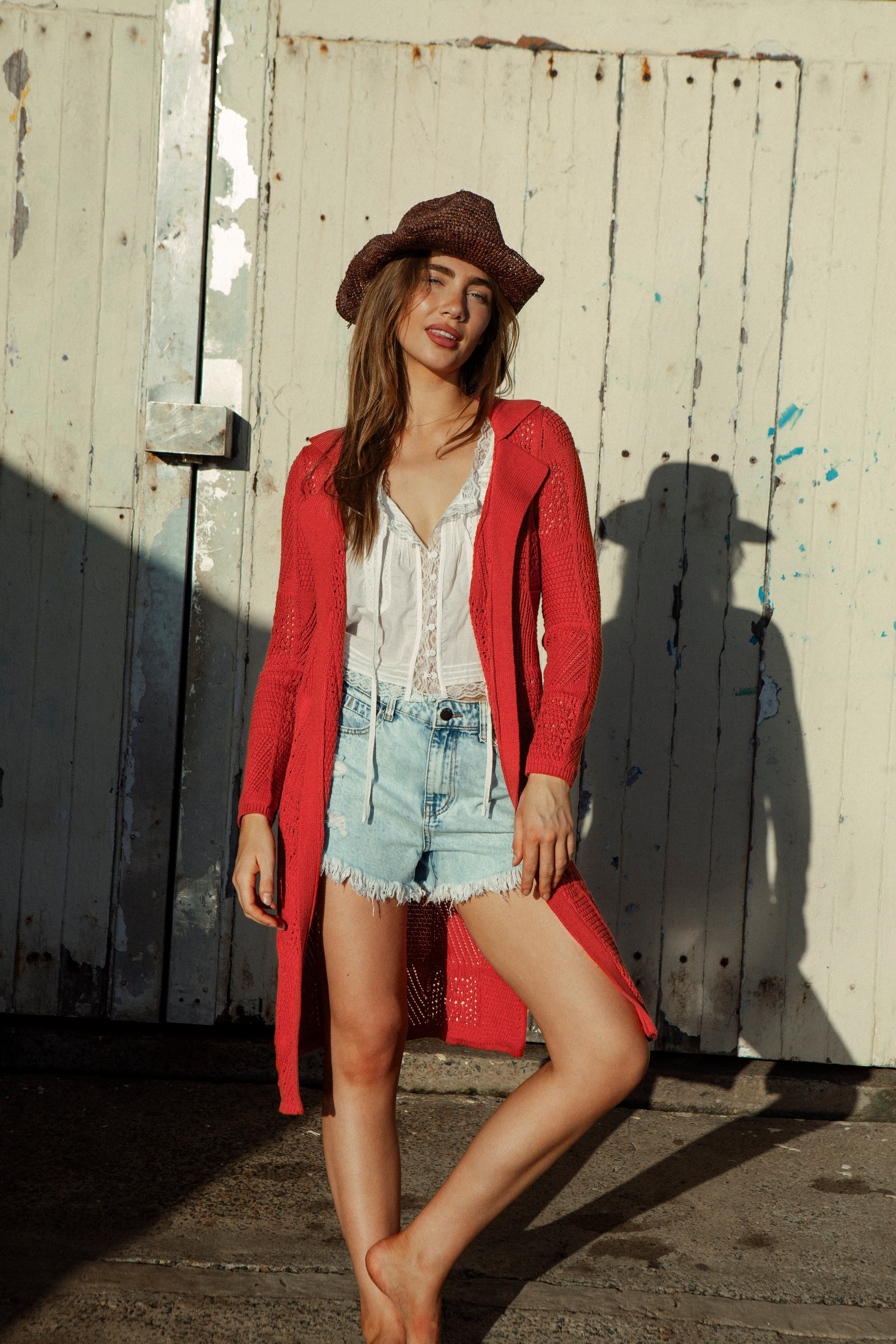 Cinder A-line Cardigan - Rust