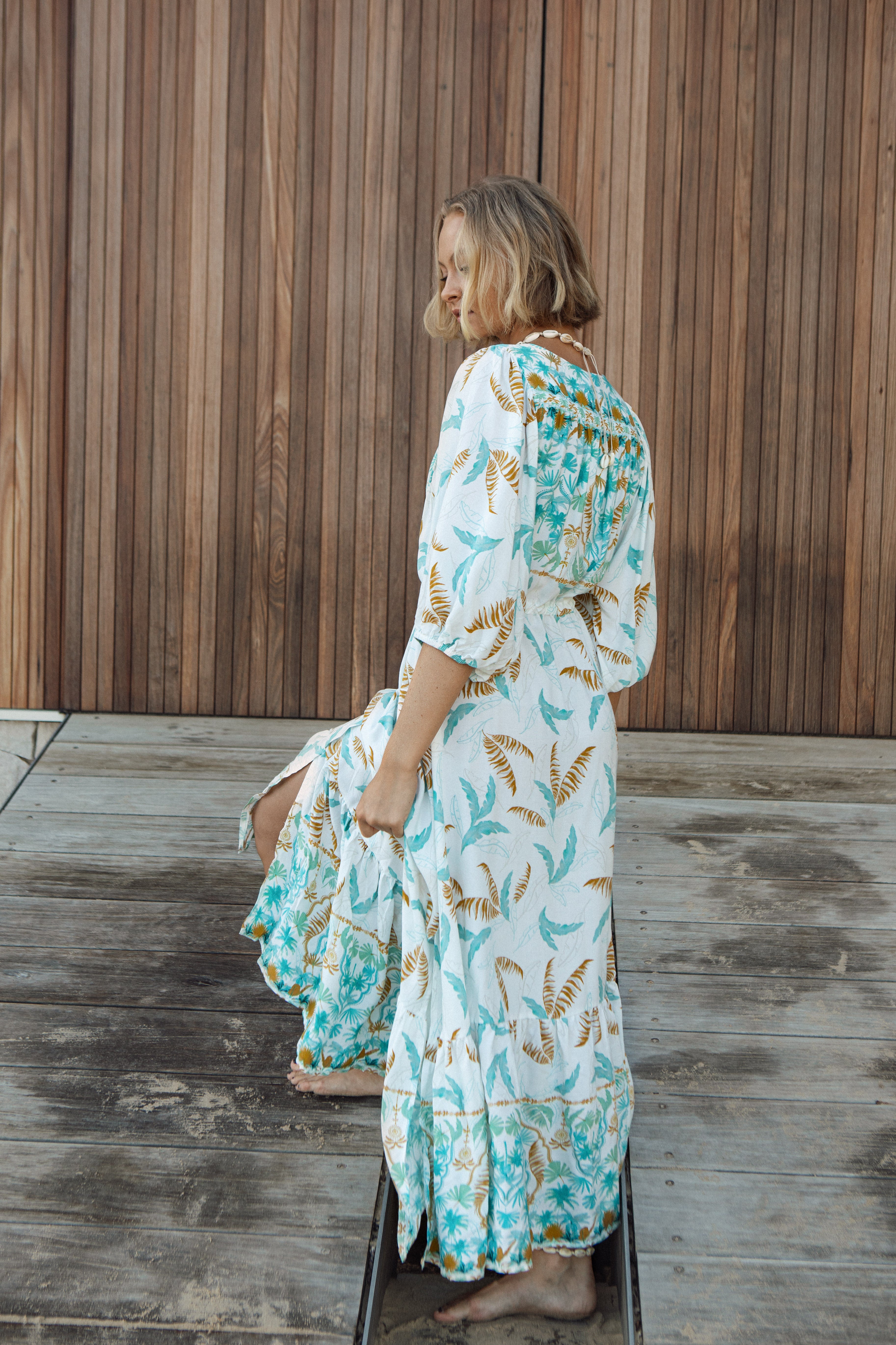 Cleo Maxi Dress Island Breeze Rear View