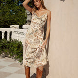 Coco Slip Dress Oceania - longline midi dress with cowl neckline and spaghetti straps