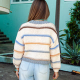Cody Stripe Cardigan - rear view showcasing striped pattern