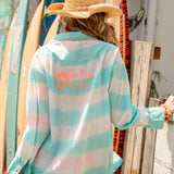 Cosmo Shirt Aquamarine - rear view showcasing summer motif
