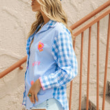 Cosmo Shirt Blue Check - Side View.