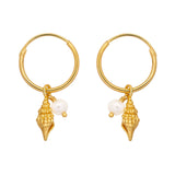 Midsummer Star Spiral Pearl Gold Hoops