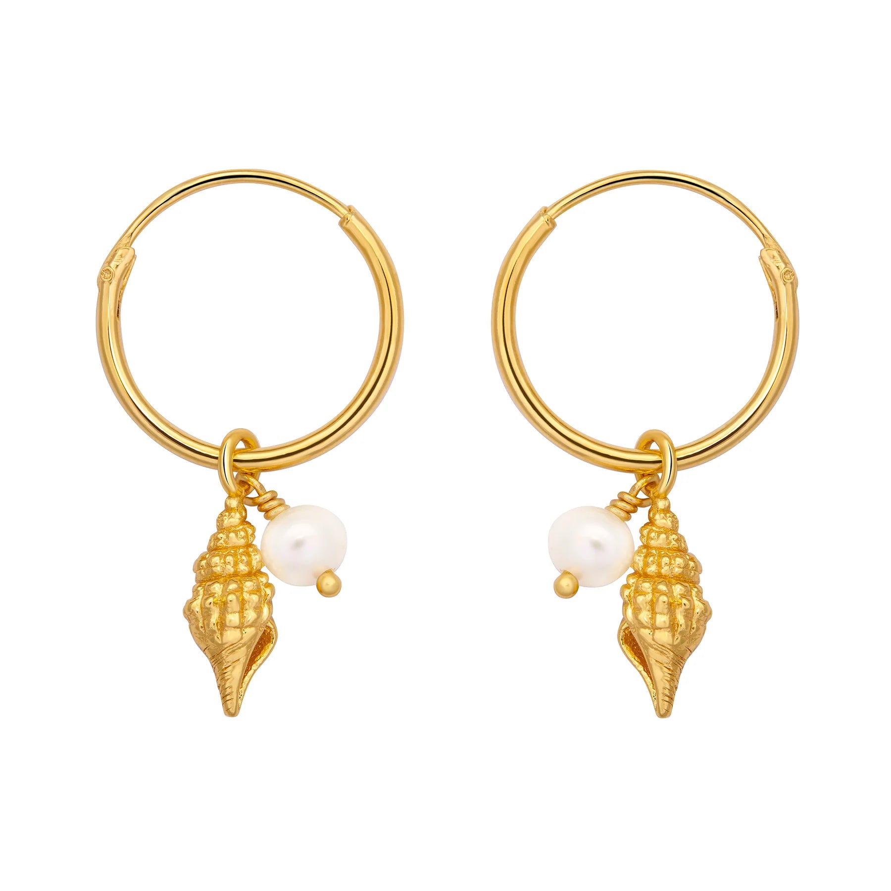 Midsummer Star Spiral Pearl Gold Hoops