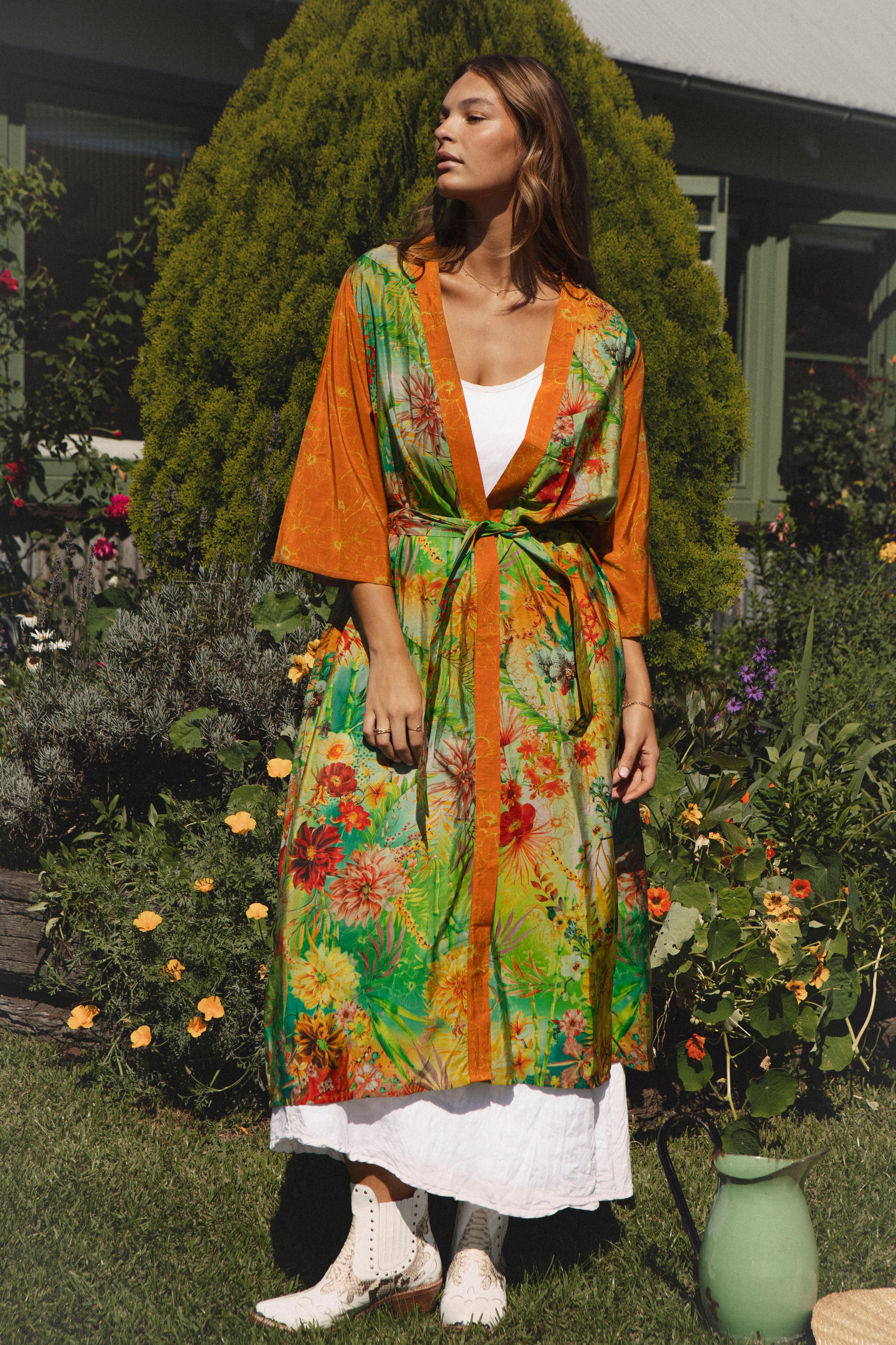 Dahlia Duster - open kimono style in beautiful floral print
