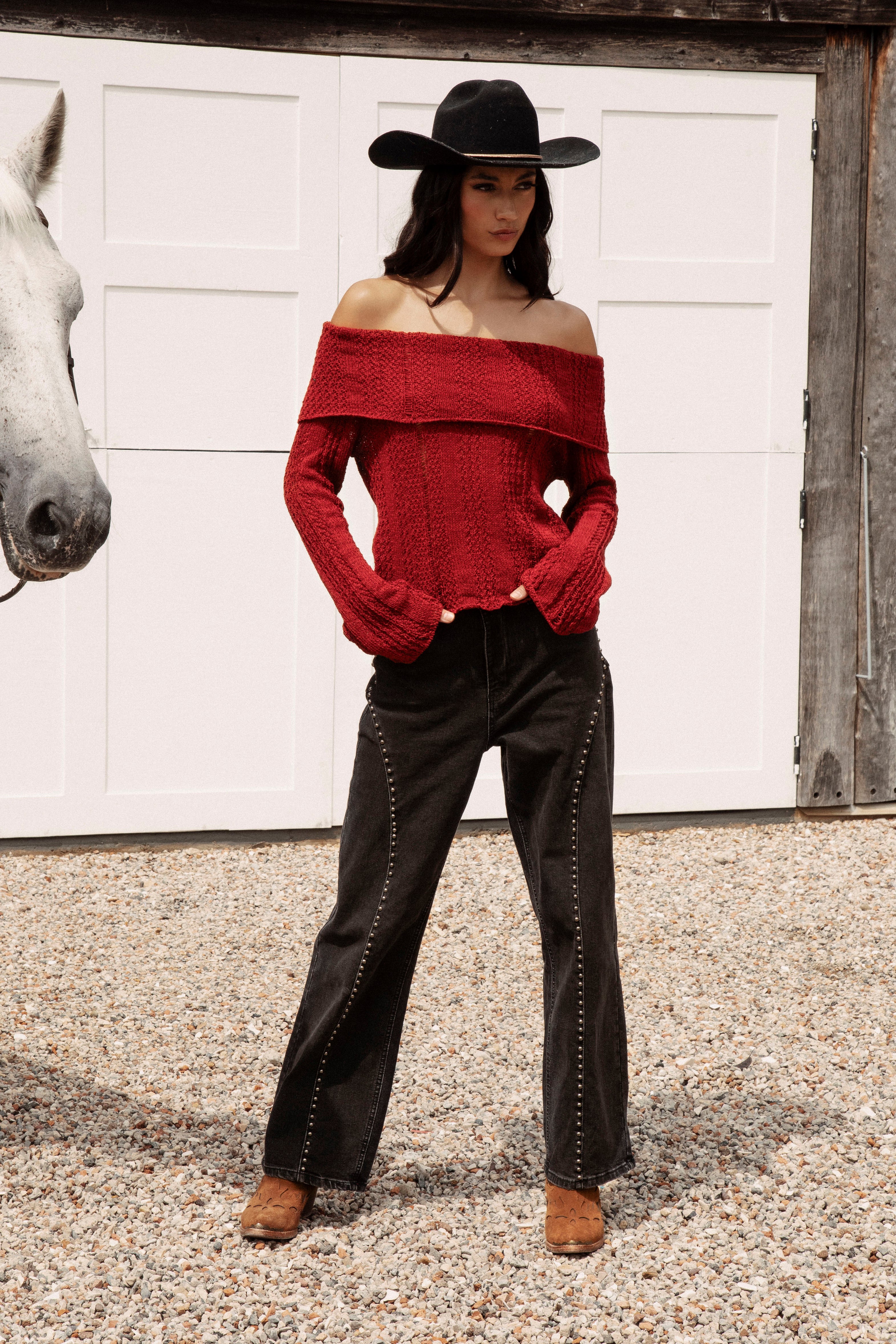Destiny Knit Top Red
