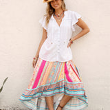 Dimity Blouse White - lightweight summer blouse in white colourway featuring short fluttery sleeves and button down style.