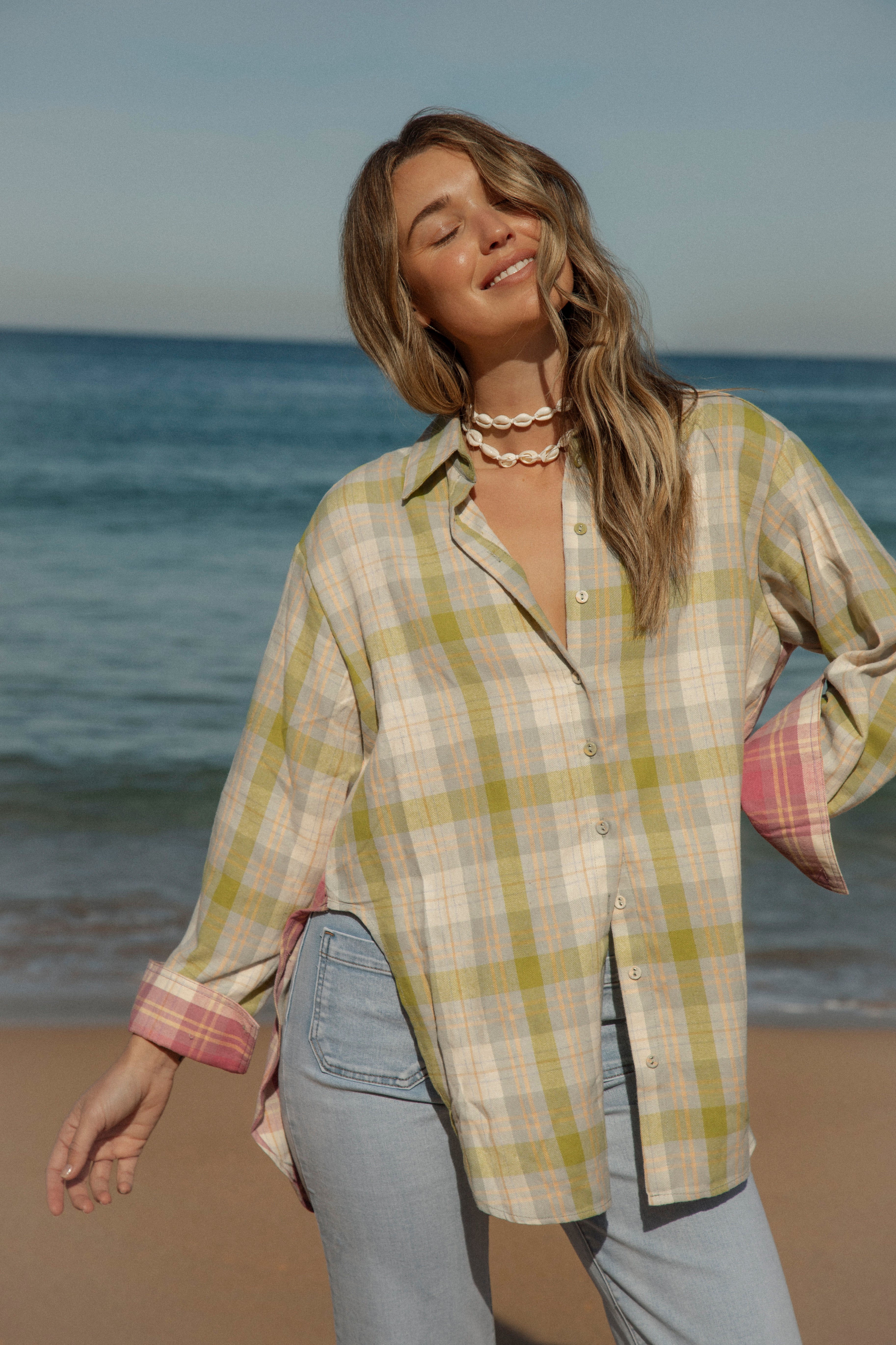 Dixie Flannel Shirt - front view showcasing oversized style