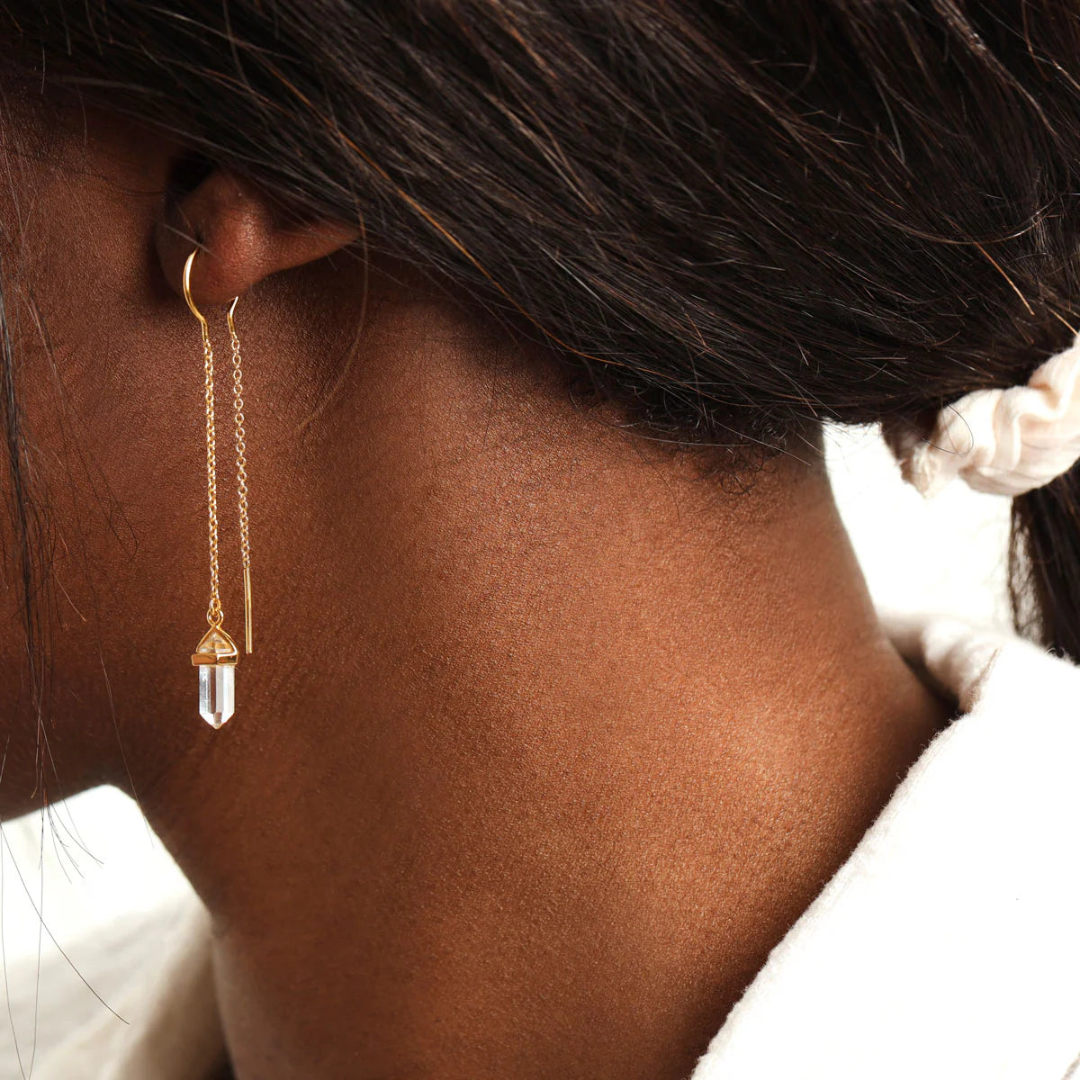 Midsummer Star Gold Starlight Crystal Threader Earrings