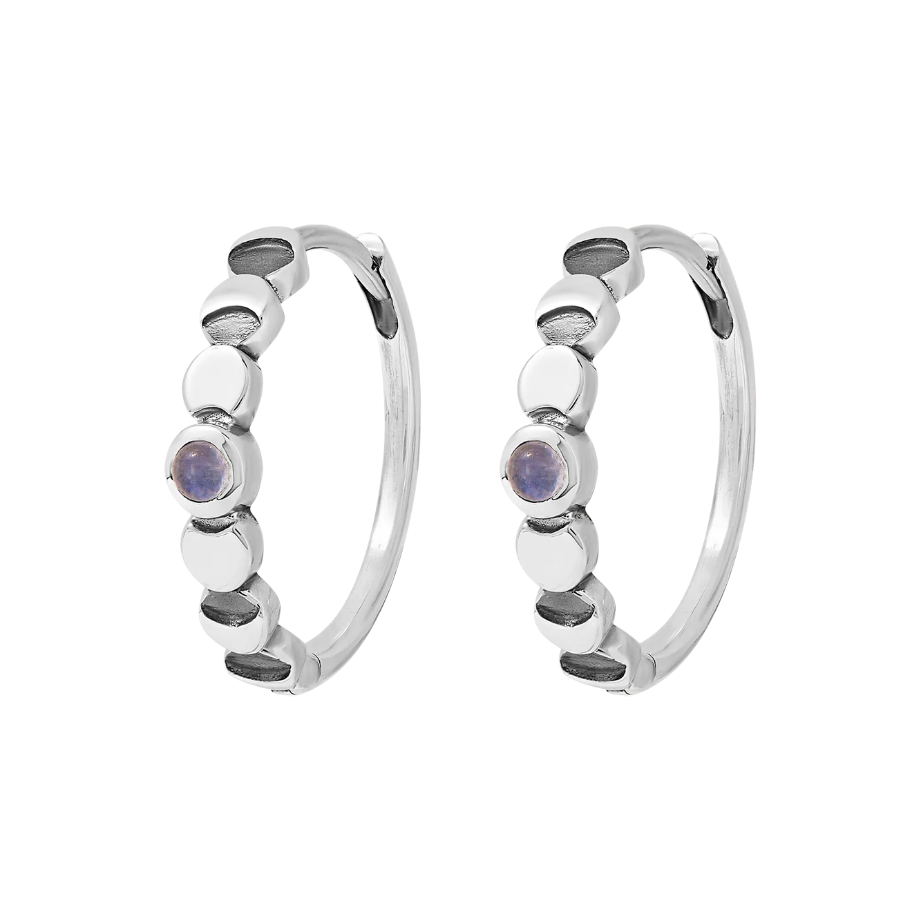 Lunar Phases Moonstone Huggies