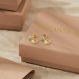 Seashell Azure Opal Studs Gold
