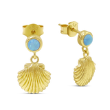 Seashell Azure Opal Studs Gold