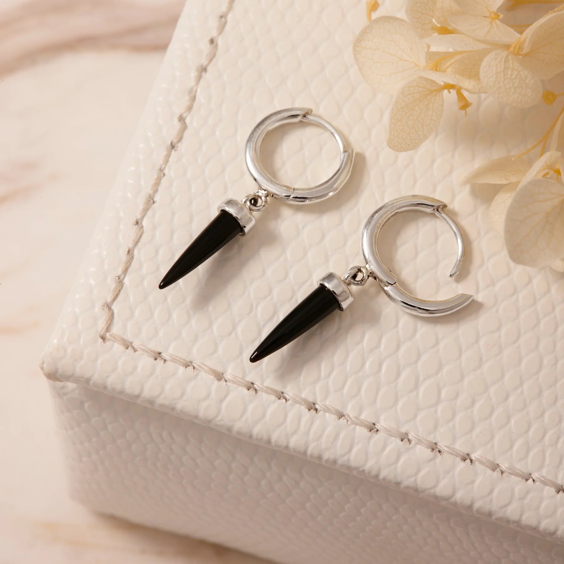 Pyramidal Black Onyx Huggies