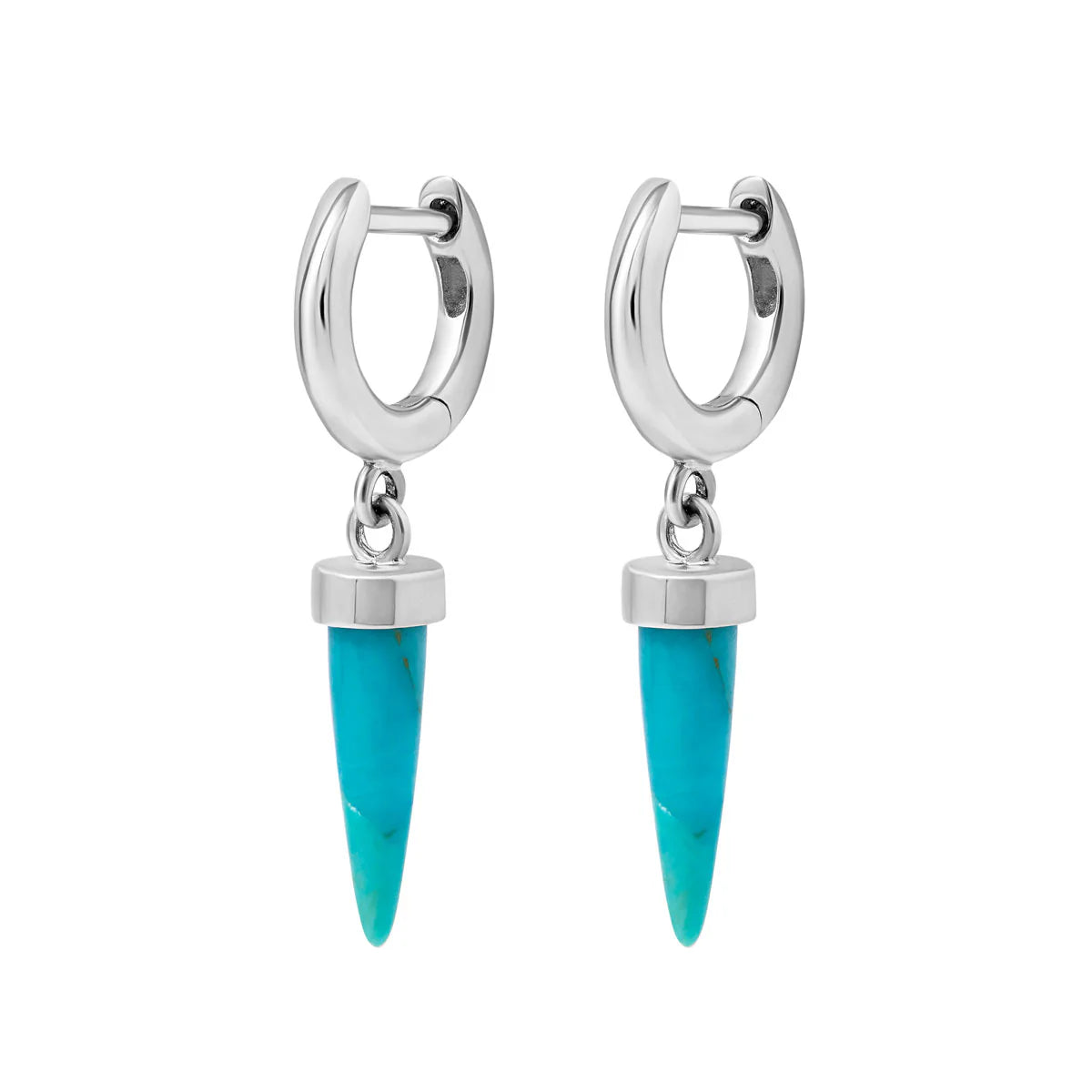 Midsummer Star Sterling Silver Pyramidal Turquoise Huggies