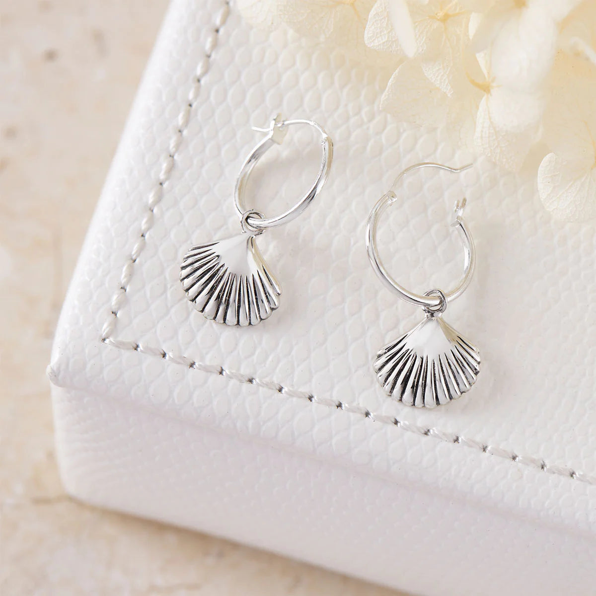 Midsummer Star Sterling Silver Seashell Hoops