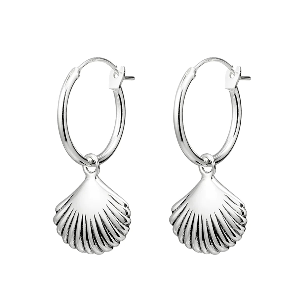 Midsummer Star Sterling Silver Seashell Hoops
