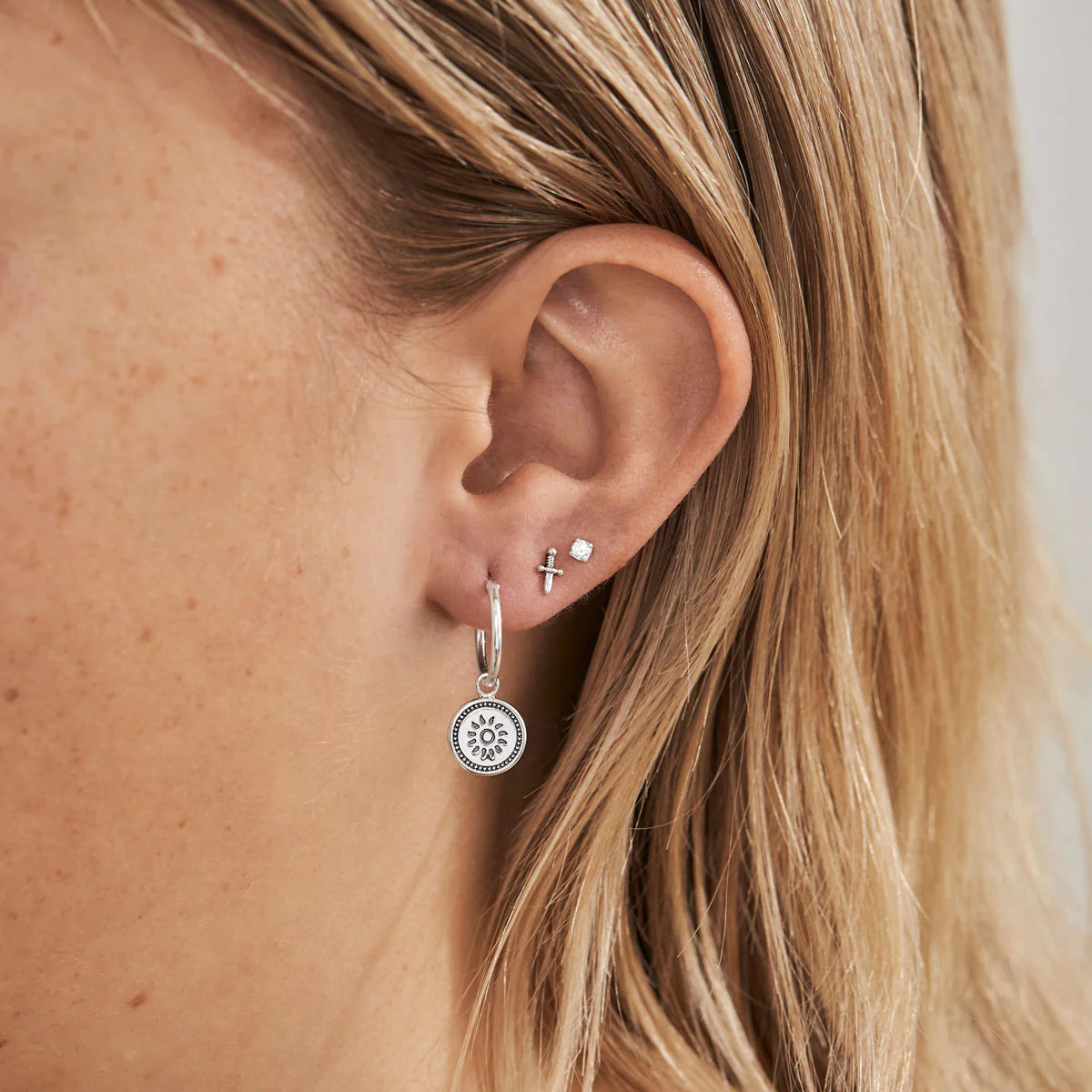 Midsummer Star Solstice Rainbow Moonstone Hoops
