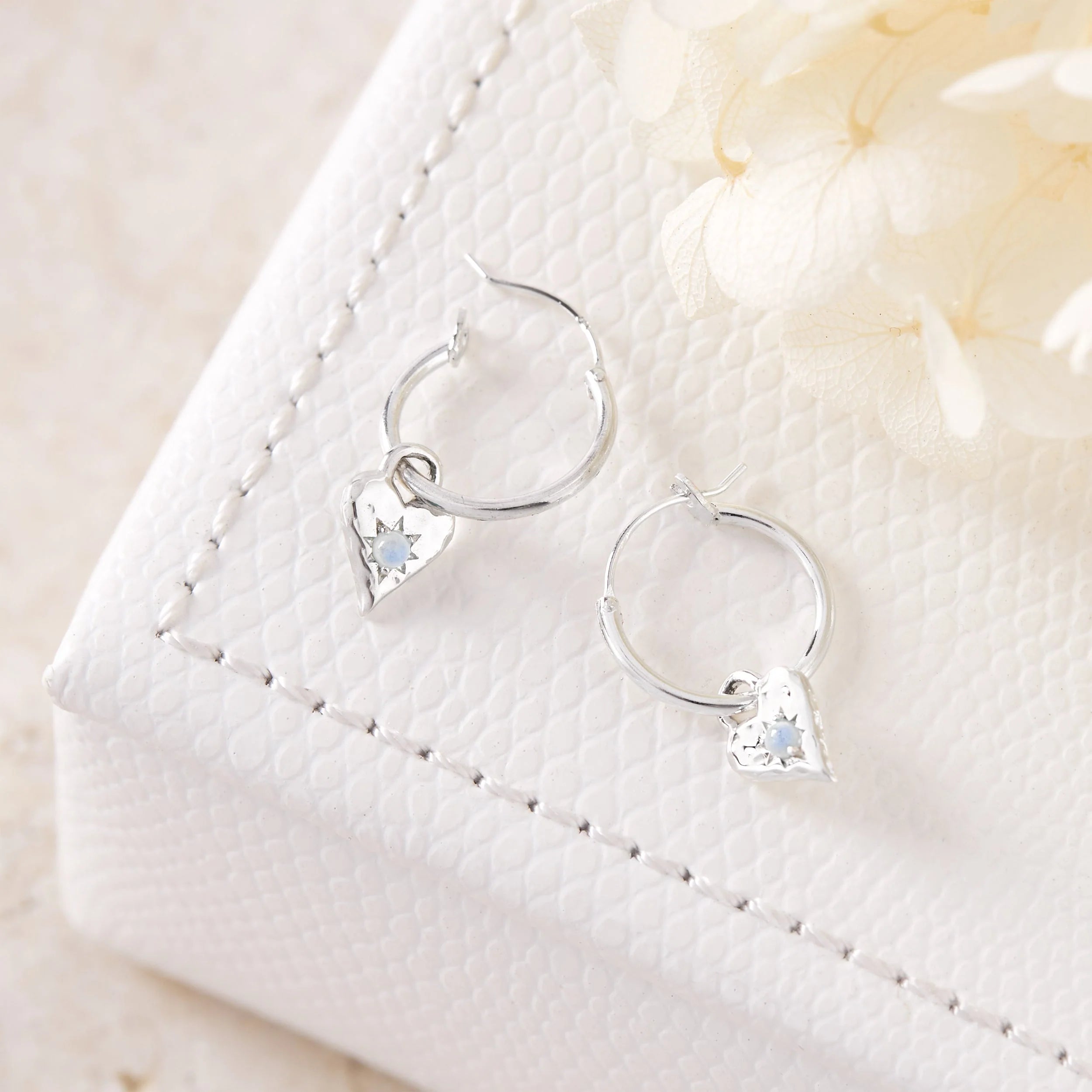 Midsummer Star Love Heart Moonstone Studs