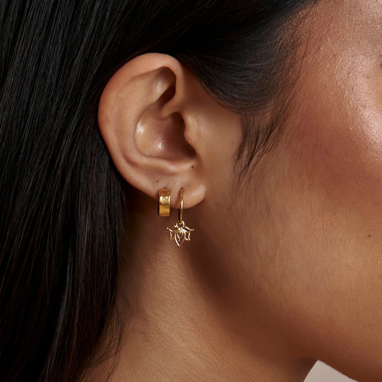 Dainty Lotus Huggies Gold