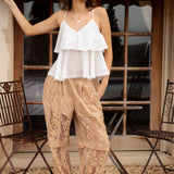 Eden Camisole White - worn with Zahlie Lace Harem pant in champagne colourway
