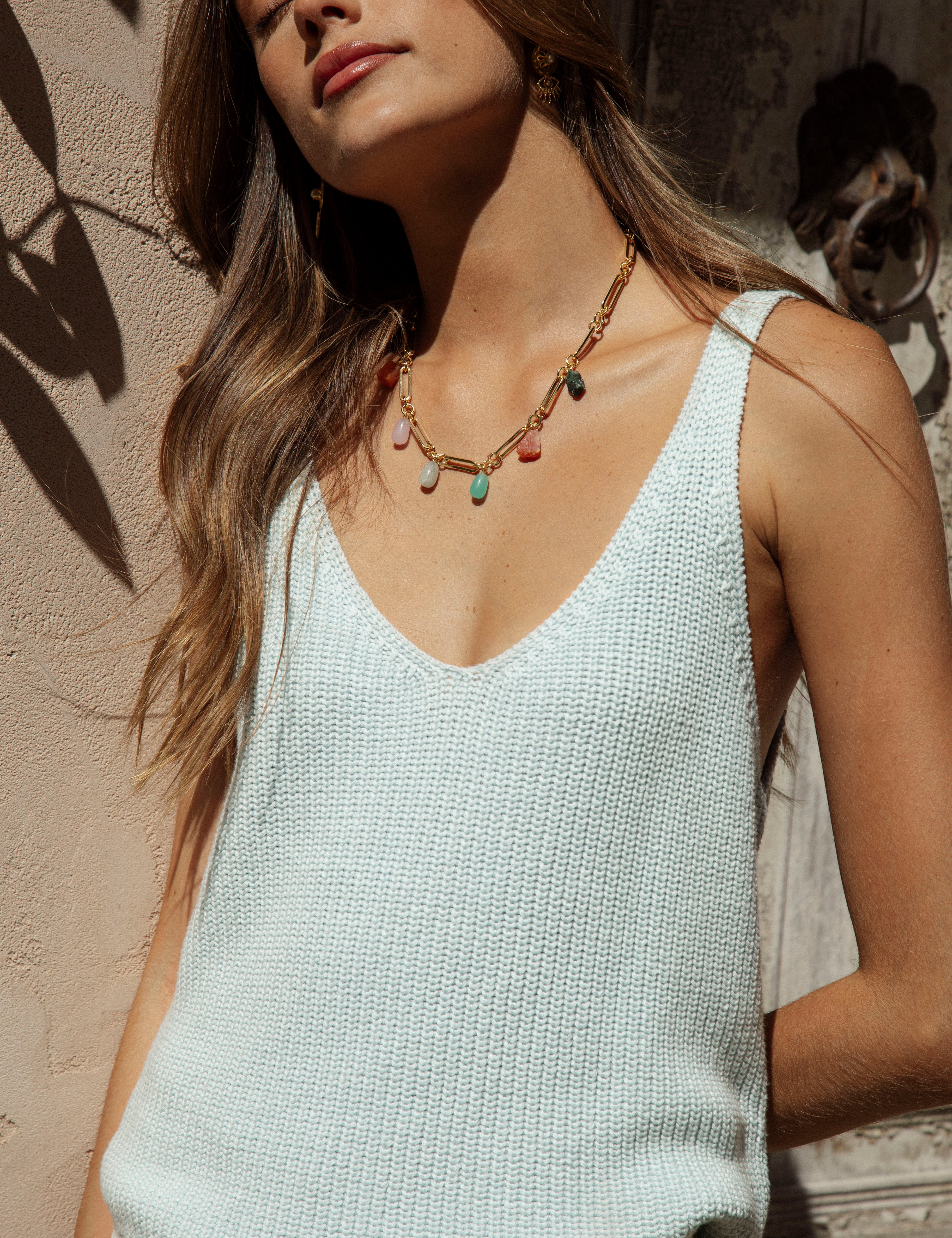 Electra Cami Baby Blue - knitted cotton cami in blue colourway