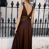 Elegance Slip Dress Espresso - rear view showcasing low back style