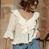 Elena Blouse Bisque - paired with denim