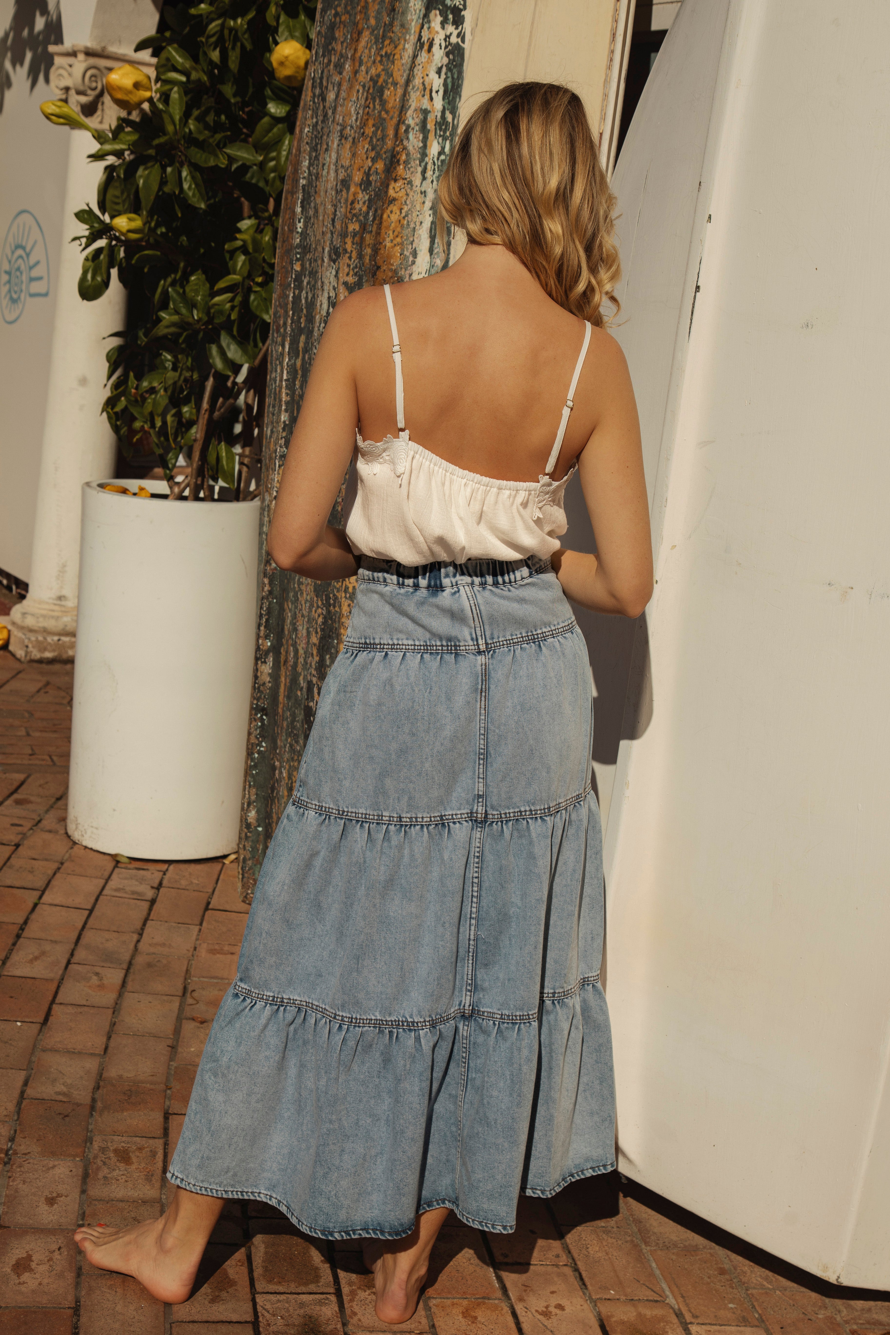 Elkie Denim Skirt - Rear View