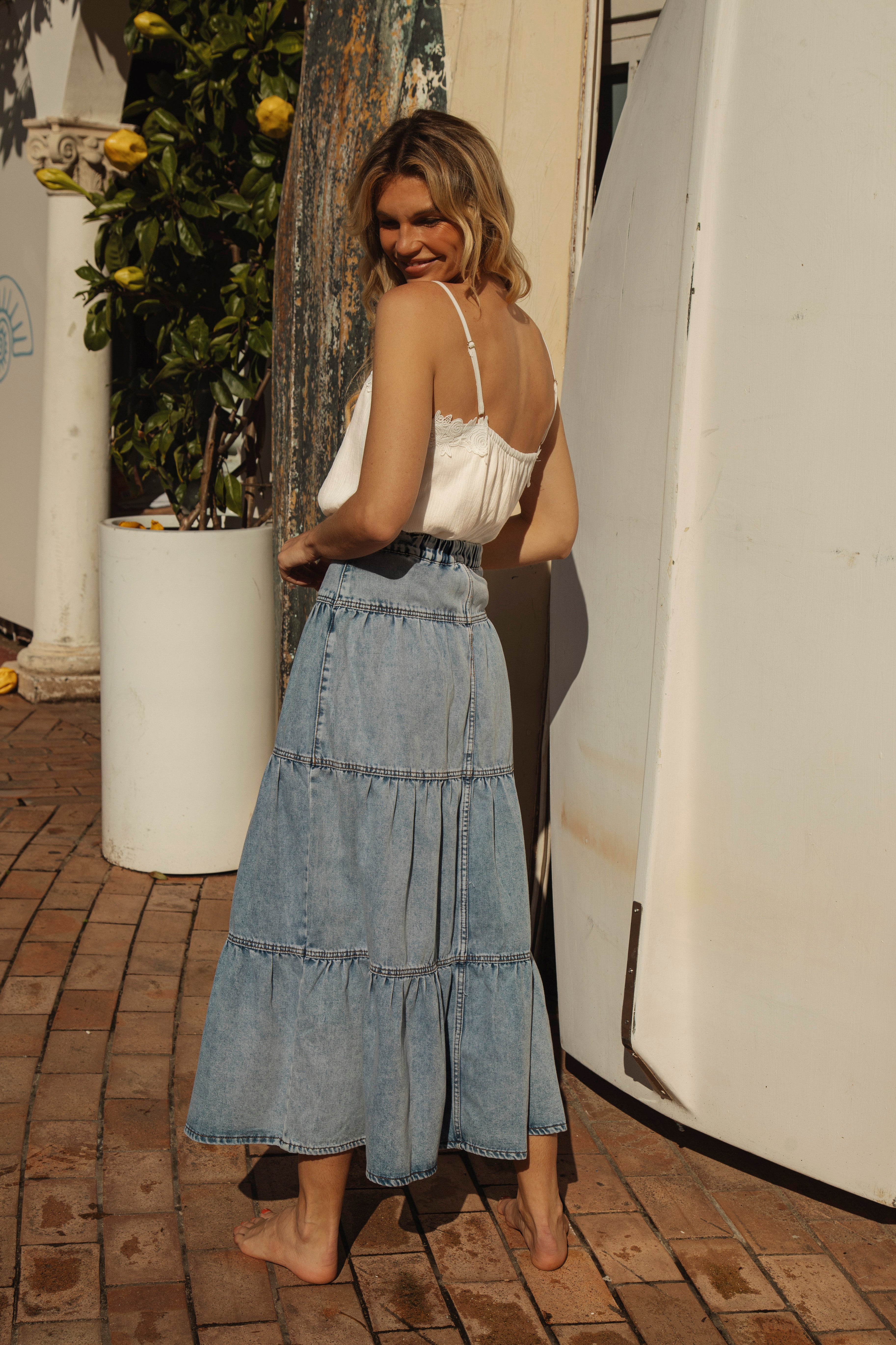 Elkie Denim Skirt - Rear View