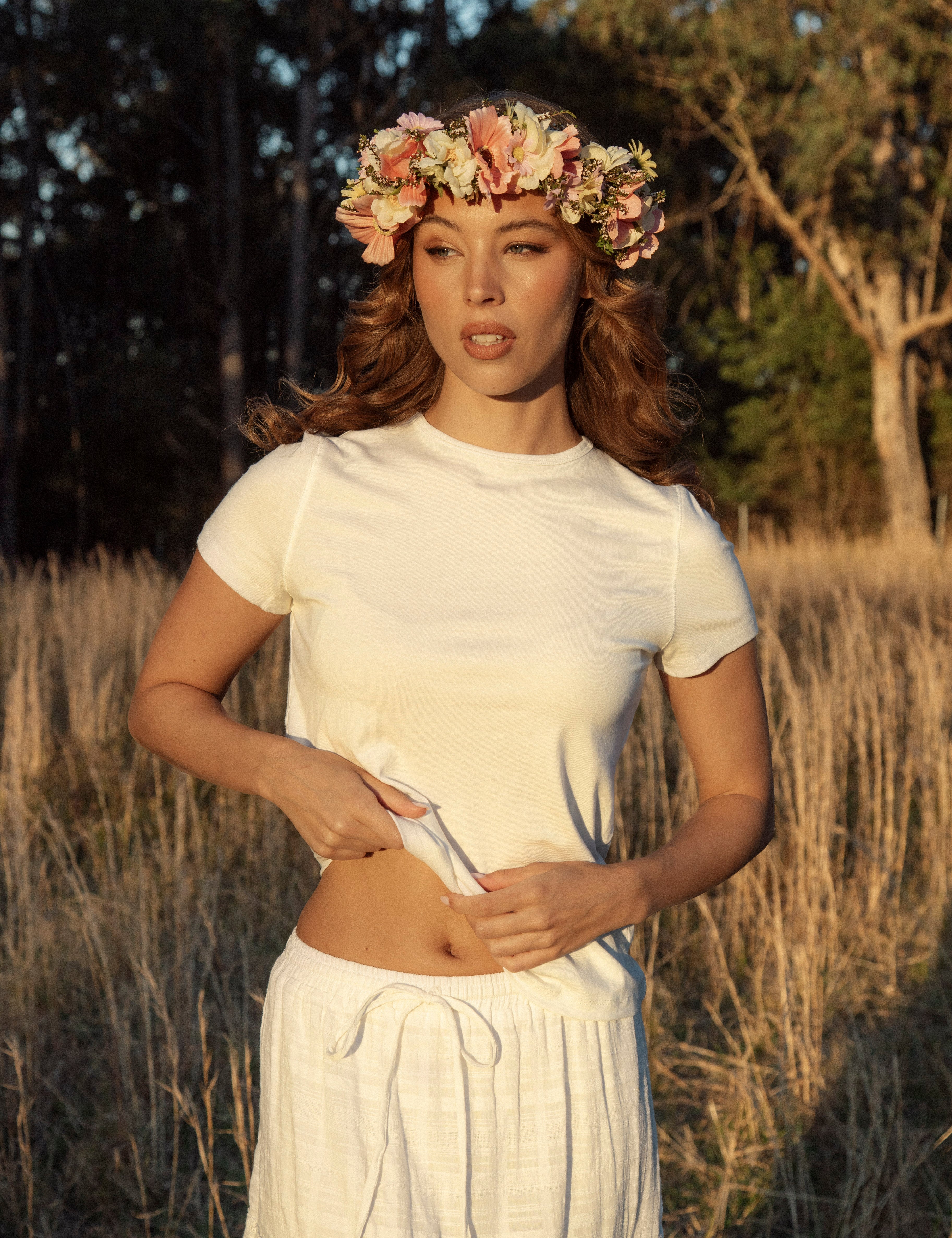 Euro Summer Tee - fitted tee in Ivory colourway
