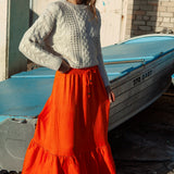Evelyn Skirt - Burnt Orange. Traditional boho style maxi skirt in bold orange colourway.