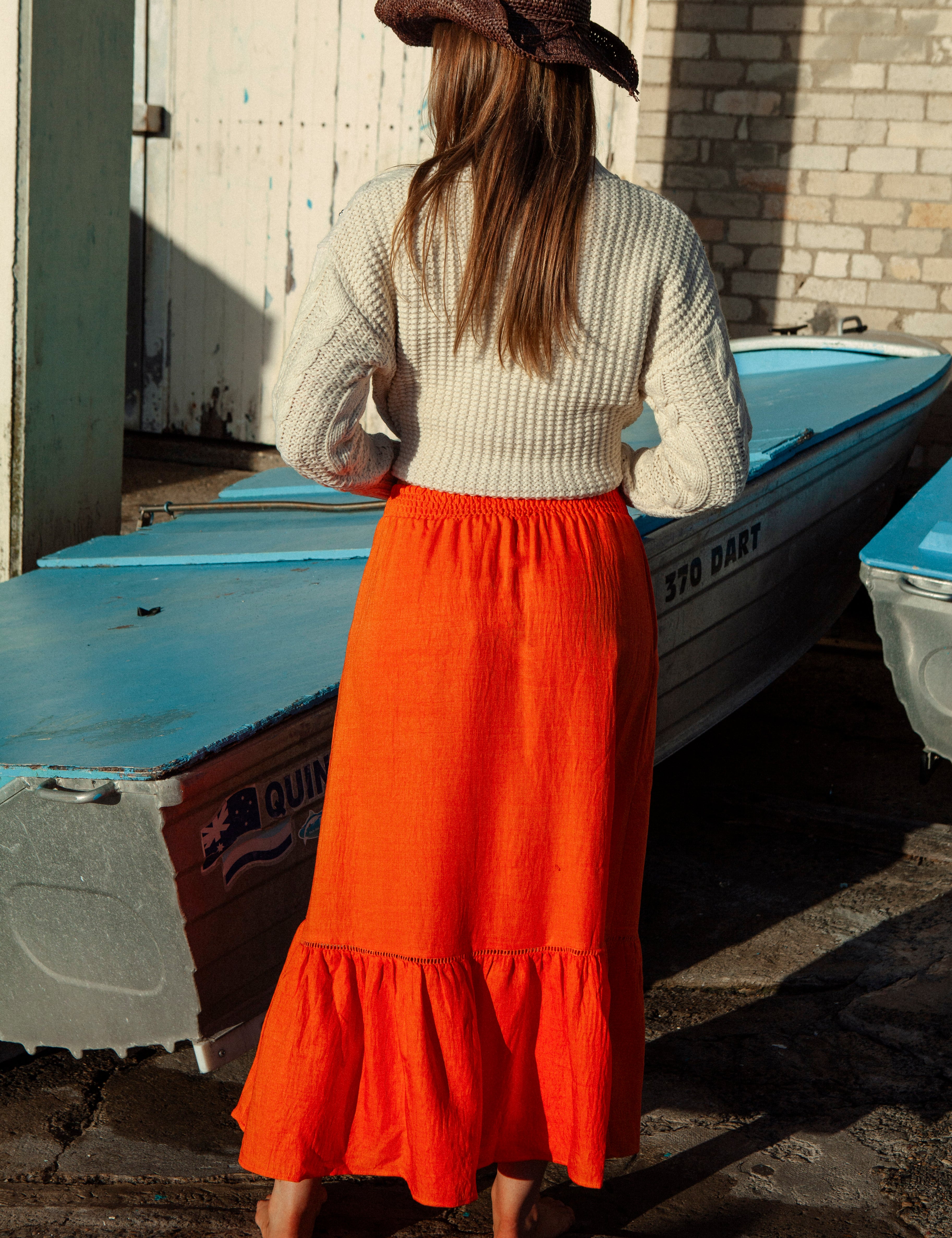 Evelyn Skirt - Burnt Orange. Rear View.