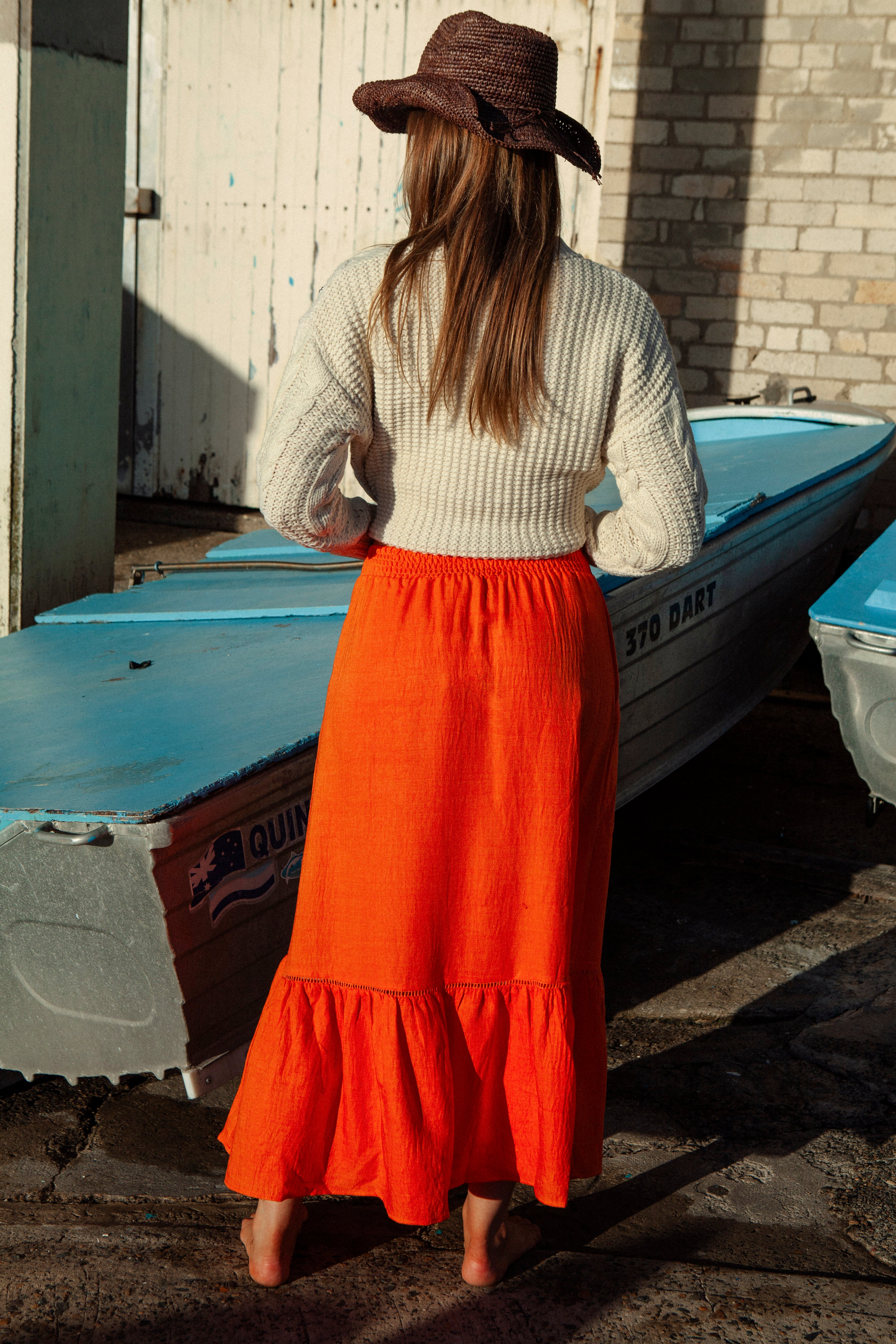 Evelyn Skirt - Burnt Orange. Rear View.