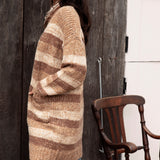 Fall Slouch Cardigan Cinder. Side View showcasing longer length and pockets.