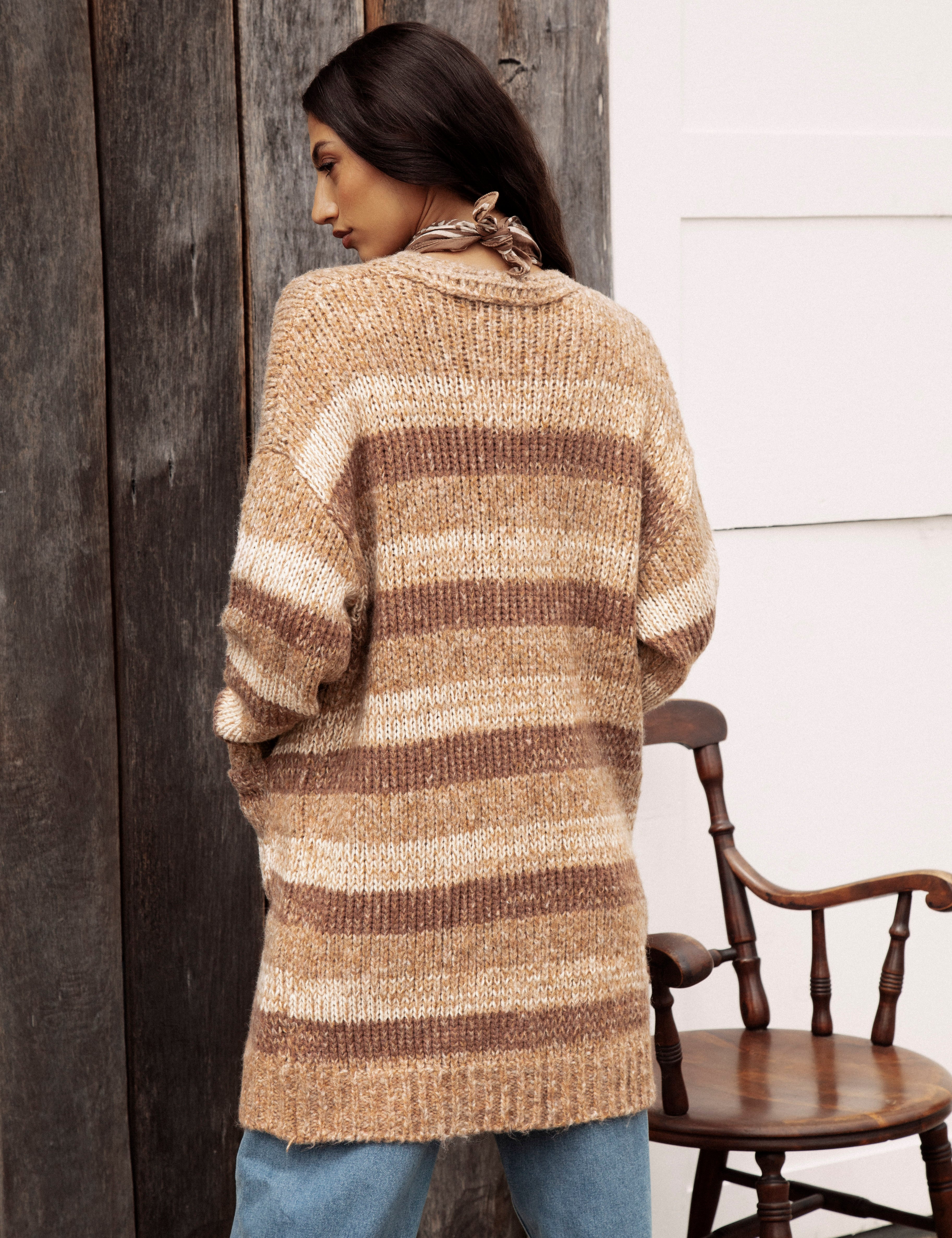Fall Slouch Cardigan Cinder Rear View