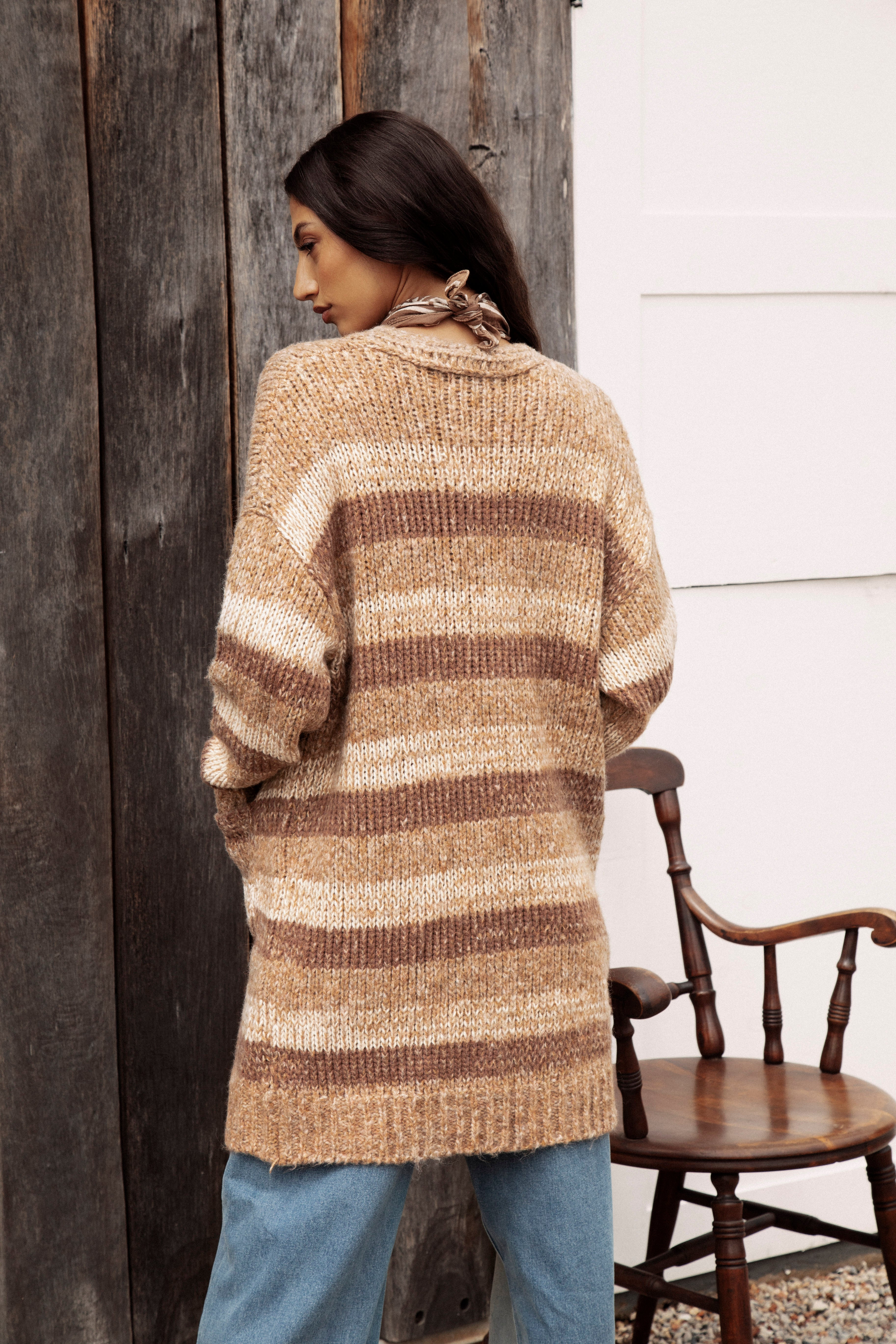 Fall Slouch Cardigan Cinder Rear View