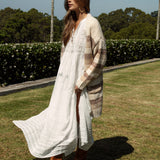 Fall Slouch Cardigan Toffee - longline cardigan featuring striped pattern in shades of brown