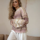 Fawna Sweater - soft brushed knit in shades of pink, cream and beige.