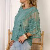 Faye Lace Top Fern - side view showcasing sheer fabric and lace details