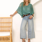 Faye Lace Top Fern worn with denim for casual style
