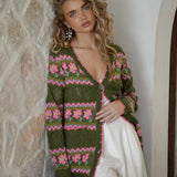 Freya Cardigan - Khaki Floral