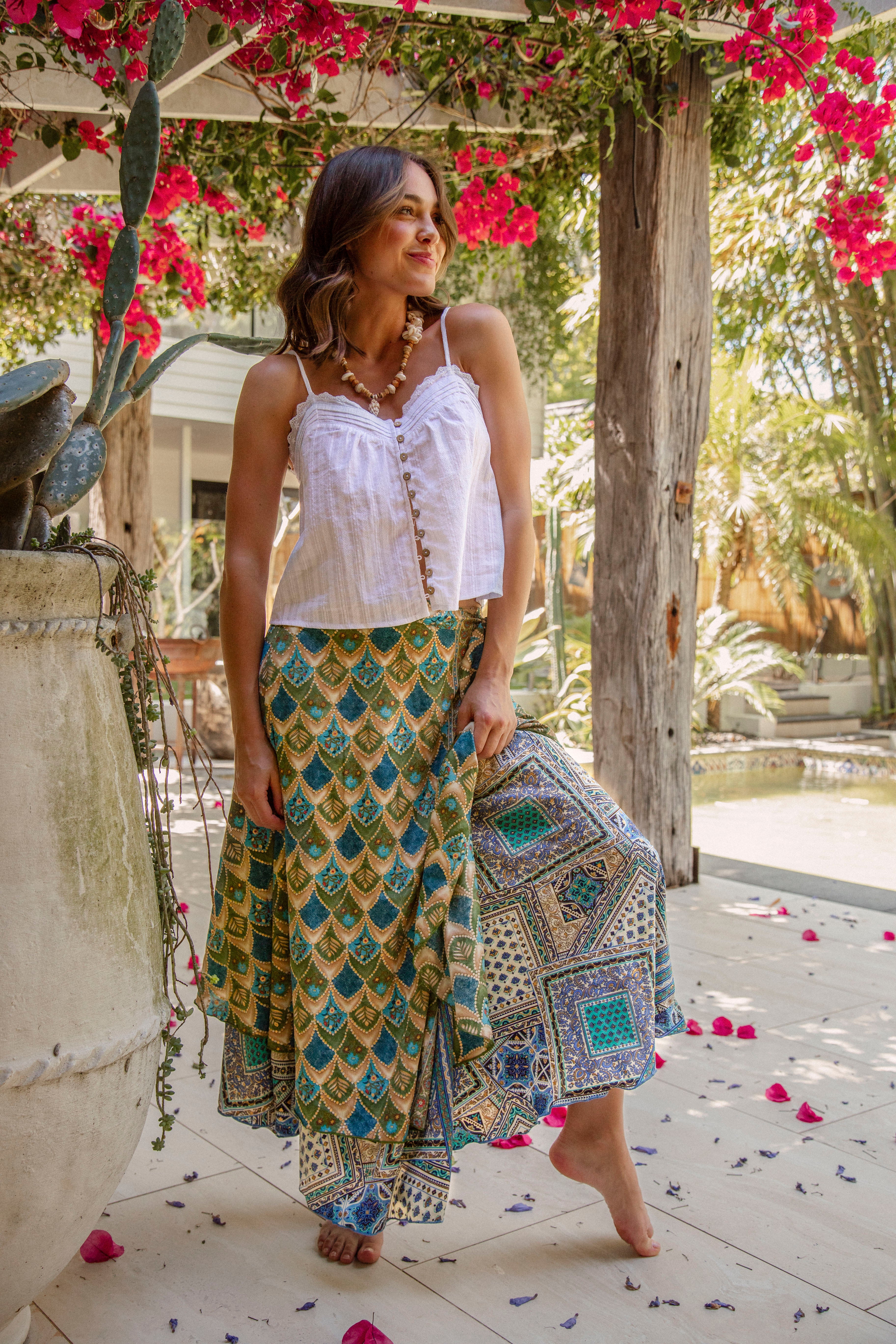 Goddess Wrap Skirt - Peacock